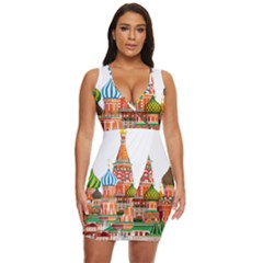 Moscow-kremlin-saint-basils-cathedral-red-square-l-vector-illustration-moscow-building Draped Bodycon Dress