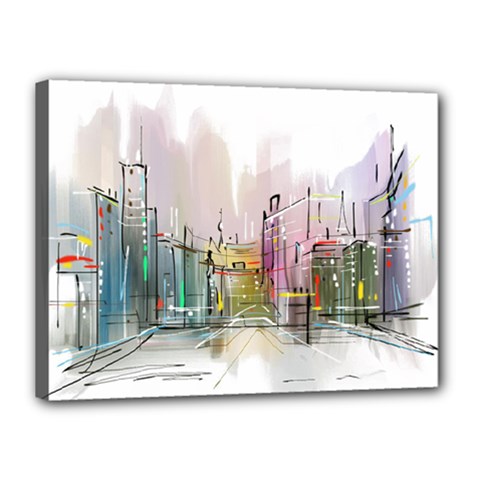 Drawing-watercolor-painting-city Canvas 16  X 12  (stretched) by Jancukart