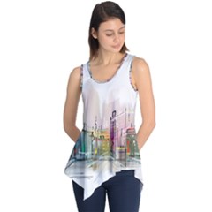 Drawing-watercolor-painting-city Sleeveless Tunic