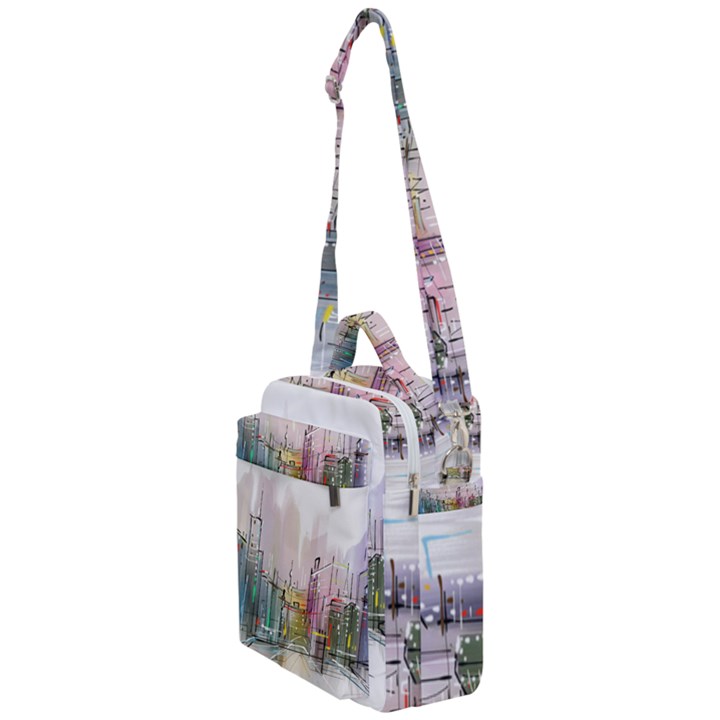 Drawing-watercolor-painting-city Crossbody Day Bag