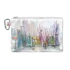 Drawing-watercolor-painting-city Canvas Cosmetic Bag (large)