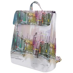 Drawing-watercolor-painting-city Flap Top Backpack