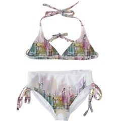 Drawing-watercolor-painting-city Kids  Classic Bikini Set