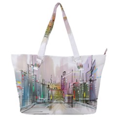 Drawing-watercolor-painting-city Full Print Shoulder Bag