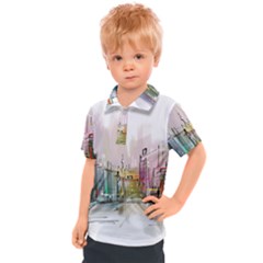 Drawing-watercolor-painting-city Kids  Polo Tee