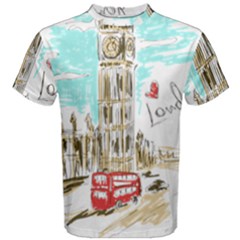 Big-ben-paris-clock-tower-vector-painted-london Men s Cotton Tee by Jancukart