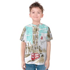 Big-ben-paris-clock-tower-vector-painted-london Kids  Cotton Tee