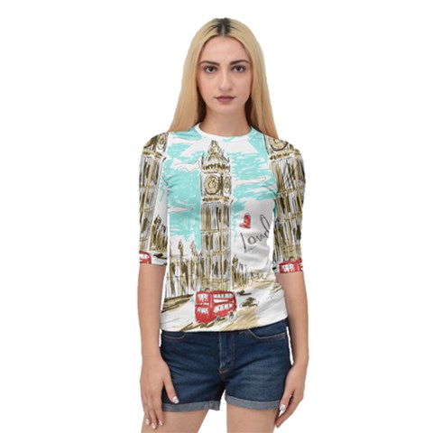 Big-ben-paris-clock-tower-vector-painted-london Quarter Sleeve Raglan Tee by Jancukart