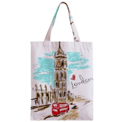 Big-ben-paris-clock-tower-vector-painted-london Zipper Classic Tote Bag by Jancukart