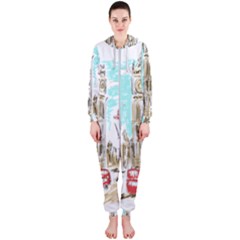 Big-ben-paris-clock-tower-vector-painted-london Hooded Jumpsuit (ladies)