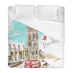 Big-ben-paris-clock-tower-vector-painted-london Duvet Cover (full/ Double Size)