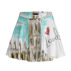 Big-ben-paris-clock-tower-vector-painted-london Mini Flare Skirt by Jancukart