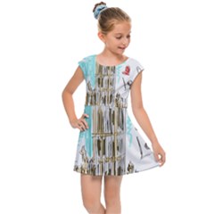 Big-ben-paris-clock-tower-vector-painted-london Kids  Cap Sleeve Dress