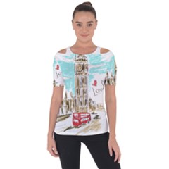 Big-ben-paris-clock-tower-vector-painted-london Shoulder Cut Out Short Sleeve Top