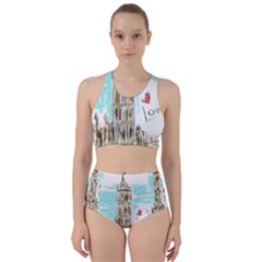 Big-ben-paris-clock-tower-vector-painted-london Racer Back Bikini Set