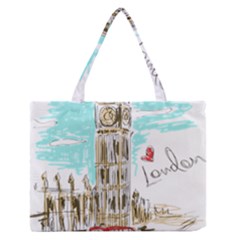 Big-ben-paris-clock-tower-vector-painted-london Zipper Medium Tote Bag by Jancukart