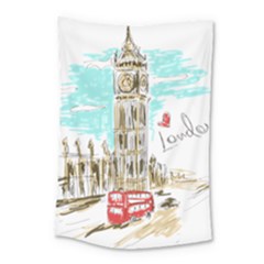 Big-ben-paris-clock-tower-vector-painted-london Small Tapestry