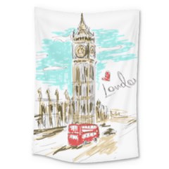 Big-ben-paris-clock-tower-vector-painted-london Large Tapestry