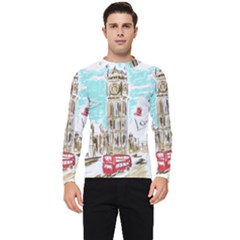 Big-ben-paris-clock-tower-vector-painted-london Men s Long Sleeve Rash Guard by Jancukart