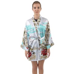 Big-ben-paris-clock-tower-vector-painted-london Long Sleeve Satin Kimono