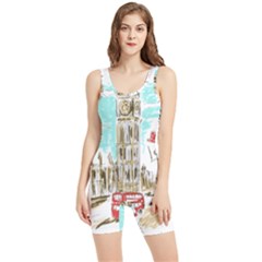 Big-ben-paris-clock-tower-vector-painted-london Women s Wrestling Singlet by Jancukart