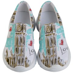 Big-ben-paris-clock-tower-vector-painted-london Kids Lightweight Slip Ons