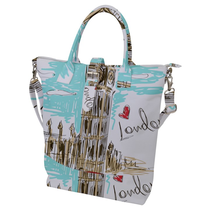 Big-ben-paris-clock-tower-vector-painted-london Buckle Top Tote Bag