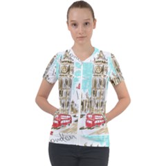 Big-ben-paris-clock-tower-vector-painted-london Short Sleeve Zip Up Jacket