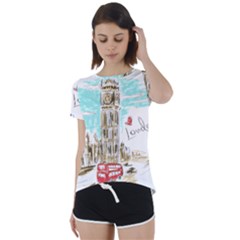 Big-ben-paris-clock-tower-vector-painted-london Short Sleeve Foldover Tee by Jancukart