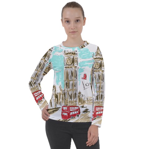 Big-ben-paris-clock-tower-vector-painted-london Women s Long Sleeve Raglan Tee by Jancukart