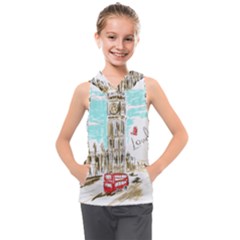 Big-ben-paris-clock-tower-vector-painted-london Kids  Sleeveless Hoodie by Jancukart