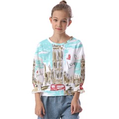 Big-ben-paris-clock-tower-vector-painted-london Kids  Cuff Sleeve Top