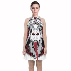 Krampus Velvet Halter Neckline Dress 