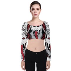 Krampus Velvet Long Sleeve Crop Top by Jancukart