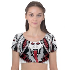 Krampus Velvet Short Sleeve Crop Top  by Jancukart