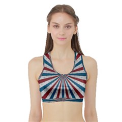 Usa-deco-background Sports Bra With Border