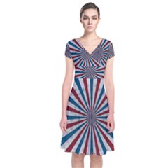 Usa-deco-background Short Sleeve Front Wrap Dress