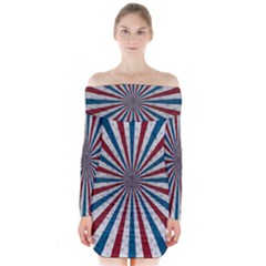 Usa-deco-background Long Sleeve Off Shoulder Dress