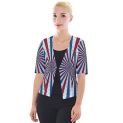 Usa-deco-background Cropped Button Cardigan