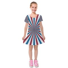 Usa-deco-background Kids  Short Sleeve Velvet Dress