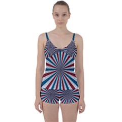 Usa-deco-background Tie Front Two Piece Tankini