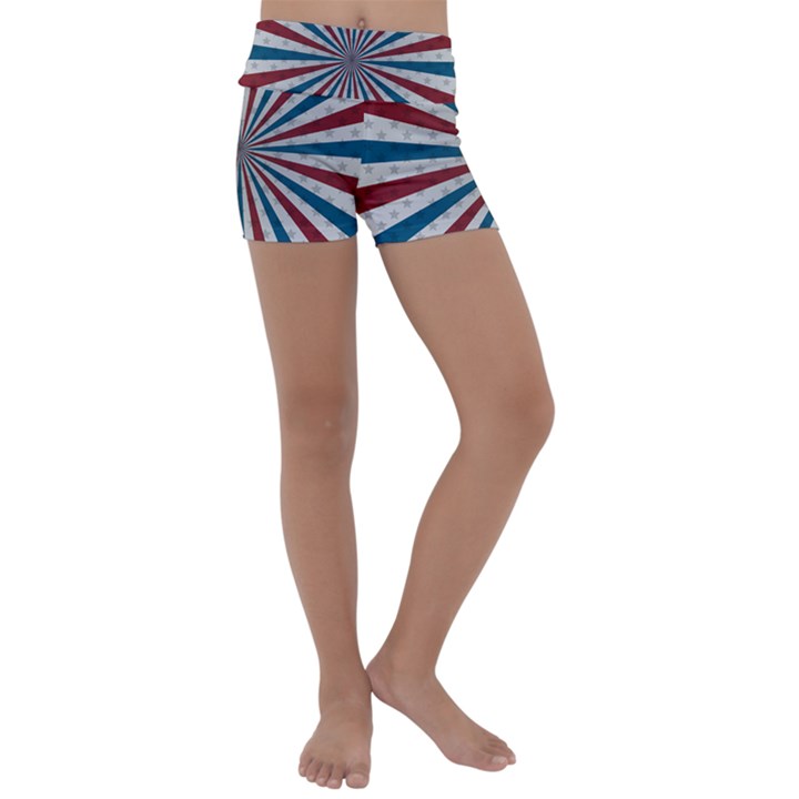 Usa-deco-background Kids  Lightweight Velour Yoga Shorts