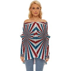 Usa-deco-background Off Shoulder Chiffon Pocket Shirt