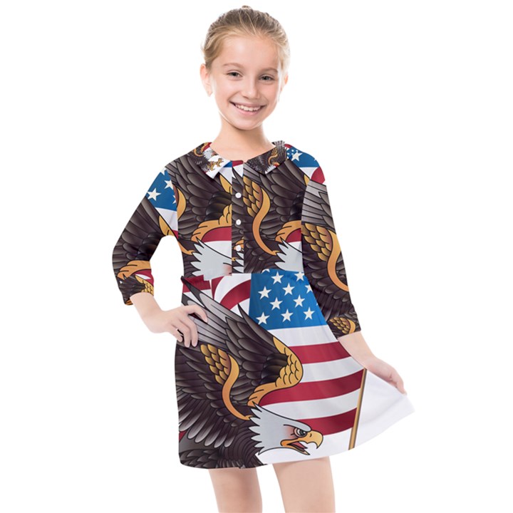 American-eagle- Clip-art Kids  Quarter Sleeve Shirt Dress