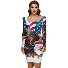 American-eagle- Clip-art Women Long Sleeve Ruched Stretch Jersey Dress