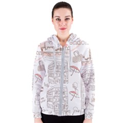 London-paris-drawing-vector-london-comics Women s Zipper Hoodie