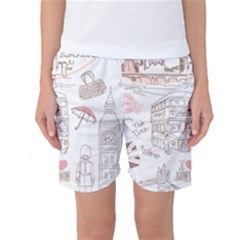 London-paris-drawing-vector-london-comics Women s Basketball Shorts by Jancukart