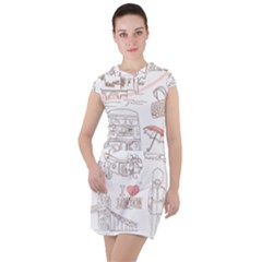 London-paris-drawing-vector-london-comics Drawstring Hooded Dress