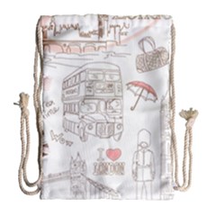 London-paris-drawing-vector-london-comics Drawstring Bag (large)