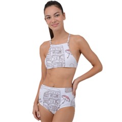 London-paris-drawing-vector-london-comics High Waist Tankini Set